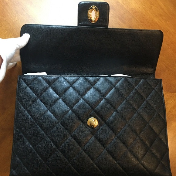 Vintage Chanel Black Caviar Briefcase Gold HW - Picture 4 of 8